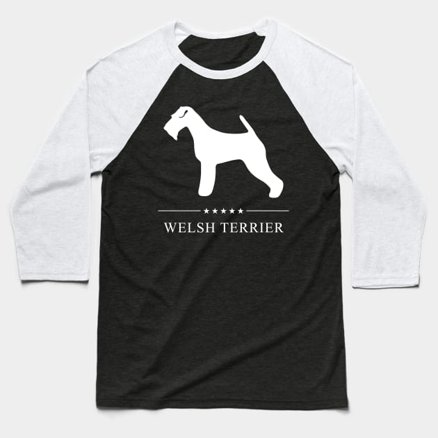 Welsh Terrier Dog White Silhouette Baseball T-Shirt by millersye